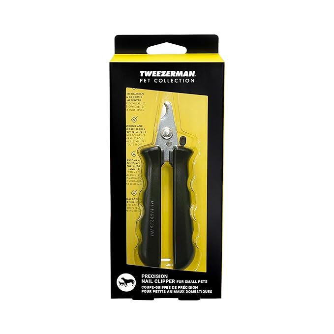Tweezerman Small Nail Clippers for Dogs &amp; Cats, Manual Professional Dog &amp; Cat Nail Trimmer with Ergonomic Handle