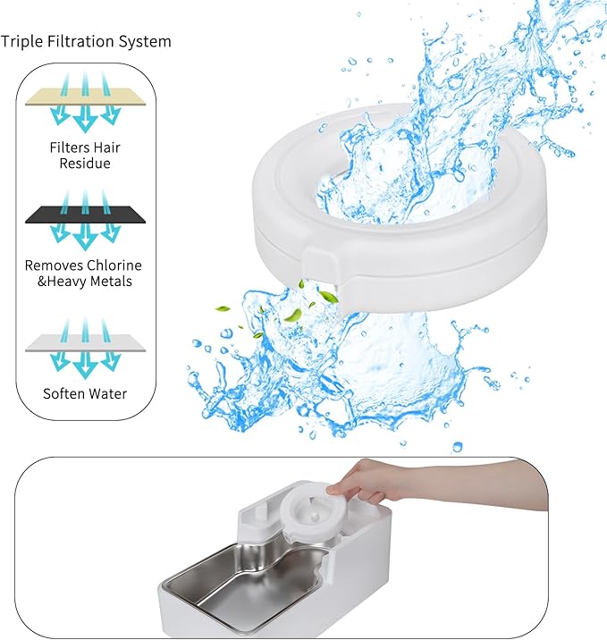 Automatic Pet Water Dispenser: 9L Gravity-Fed Stainless Steel Bowl - BPA-Free Large Capacity White Feeder for Dogs &amp; Cats - Indoor/Outdoor Use