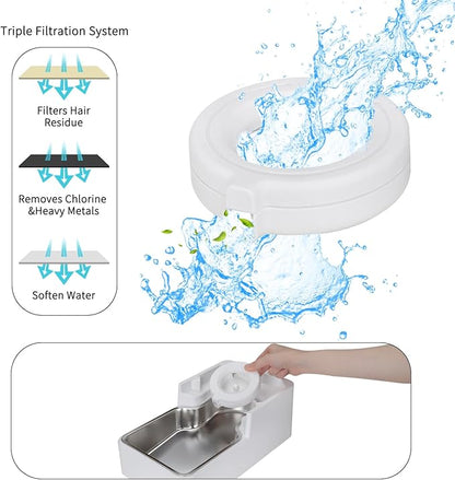 Automatic Pet Water Dispenser: 9L Gravity-Fed Stainless Steel Bowl - BPA-Free Large Capacity White Feeder for Dogs &amp; Cats - Indoor/Outdoor Use