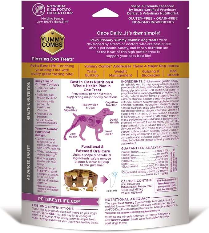 Dog Dental Treats – Vet VOHC Approved, Removes Tartar &amp; Cleans Teeth – Yummy High Protein Chicken Treat for Extra Small Dogs (Mini Pack, 30 Count)