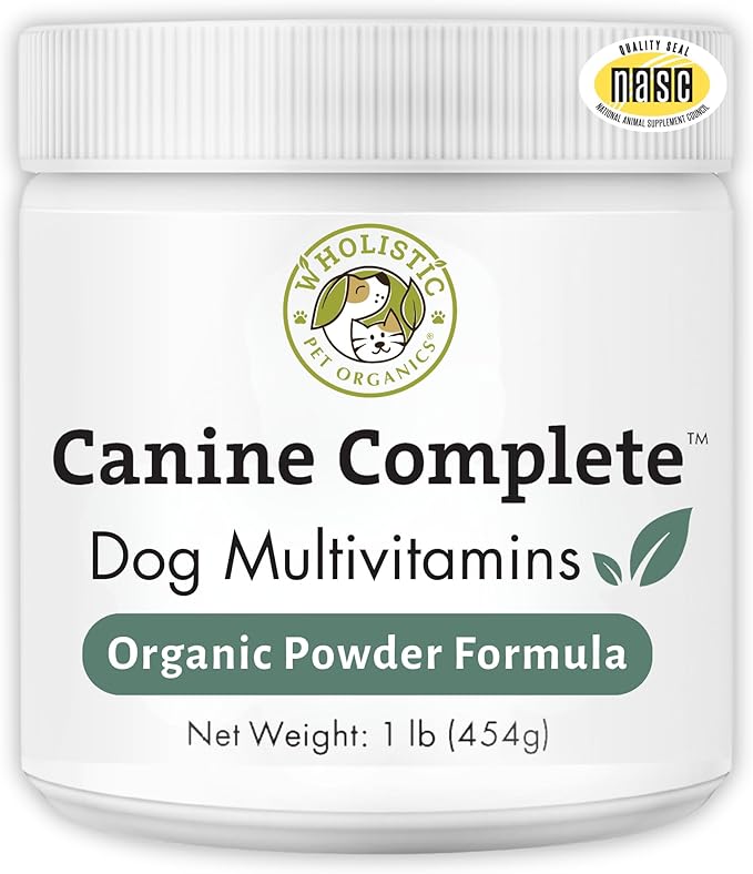 Wholistic Pet Organics Canine Complete - Dog Multivitamin Powder - 1 Lb - Daily Dog Vitamins and Supplements for Homemade Food - Immune System, Skin, Coat &amp; Overall Health - Small and Large Breed