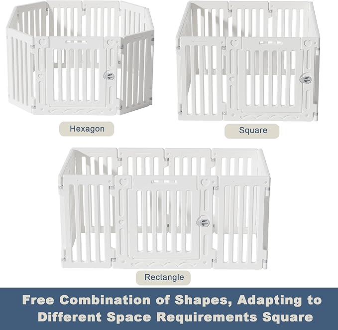 Dog Playpen with Door, DIY Shape Combination Puppy Pen,25.5" H 10-Panel Dog Fence,Non-Slip &amp; Secure Pet Gate, Easy to Assemble