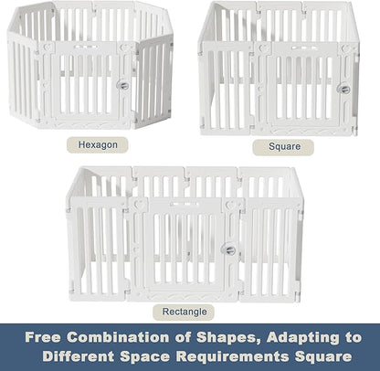 Dog Playpen with Door, DIY Shape Combination Puppy Pen,25.5" H 10-Panel Dog Fence,Non-Slip &amp; Secure Pet Gate, Easy to Assemble