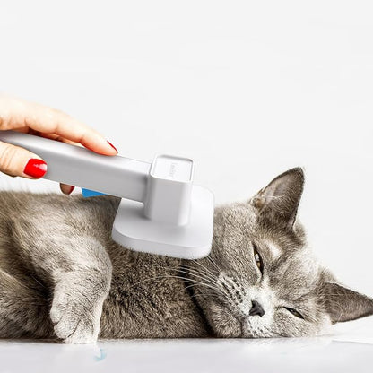 Self Cleaning Slicker Dog Cat Brush for Shedding - Deshedding Tool with Max Massage Tips, Grooming Brush for Short Medium Haired Cats &amp; Dogs (Blue)