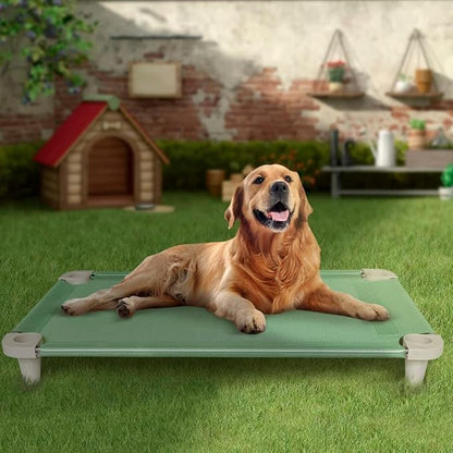 Acrimet Cooling Elevated Pet Dog Bed, Washable and Breathable Mesh Cot, Stainless Steel Frame, Indoor &amp; Outdoor Use, fits Dogs up to 110 lbs (Size: 40” x 24”), Green, 1 Unit
