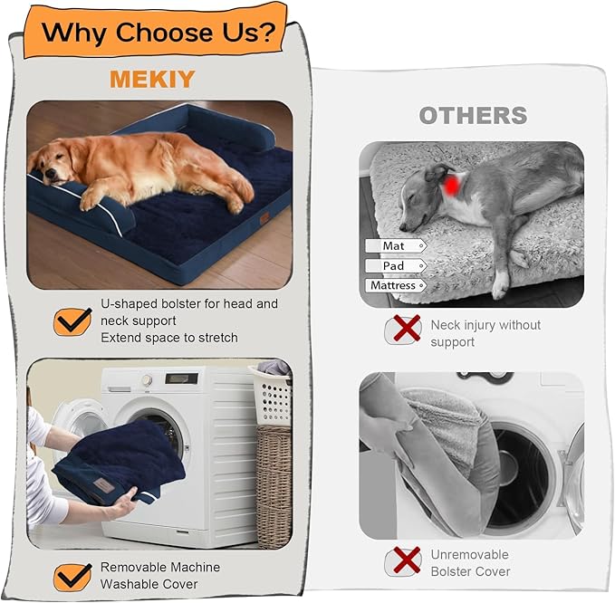 Dog Bed Medium Size Dog-Orthopedic Waterproof Bed for Dogs,Foam Couch Sofa with Washable Removable Cover &amp; Non-Slip Bottom-Navy Blue