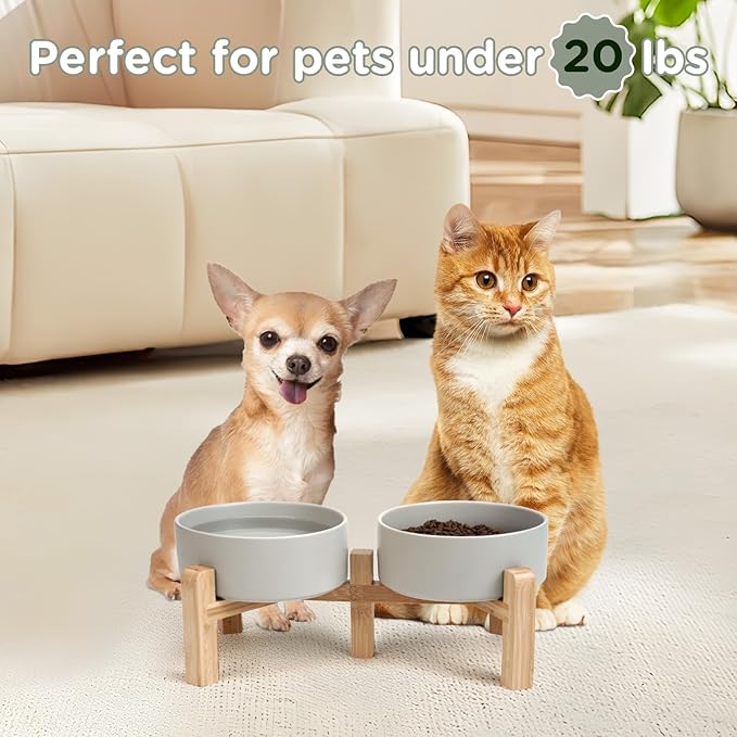 SPUNKYJUNKY Elevated Dog Bowls Ceramic, 5.1&