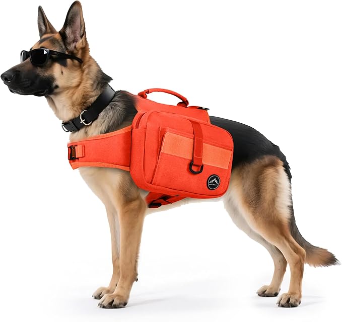Himal Outdoors Dog Backpack &amp; Saddle Bag, Tactical Hiking Backpack for Large Dogs with Side Pockets &amp; Adjustable Strap