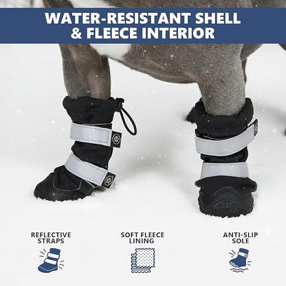 Spark Paws Dog Shoes, Waterproof Dog Boots for Medium to Large Dogs, Non Slip, Breathable Dog Booties and Paw Protectors - 4PCS Doggie Hiking Boots with Reflective Straps - Black - Size 2