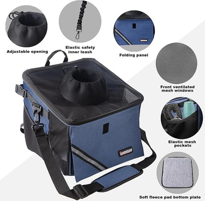 Pet Carrier Bicycle Basket Bag Pet Carrier/Booster Backpack for Dogs and Cats with Big Side Pockets,Comfy &amp; Padded Shoulder Strap,Travel with Your Pet Safety（Classic Blue）