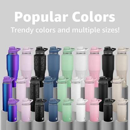 Chill Oasis Water Bottle | Compatible With Popular Flavor Cartridges | BPA Free, Leak Proof, Double-Walled Vacuum Insulated Stainless Steel, and Dishwasher Safe | Cold for 24 Hours (Sage, 32oz)