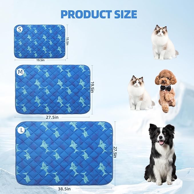 Homimp Dog Cooling Mat,19.5" x 27.5" Thicken Self-Cooling Mat for Dog&amp;Cat,Internal Waterproof&amp; Endothermic,Washable Pet Ice Cool Pad Blanket,Pet Sleeping Pad for Indoor Outdoor in Summer, Non-Toxic