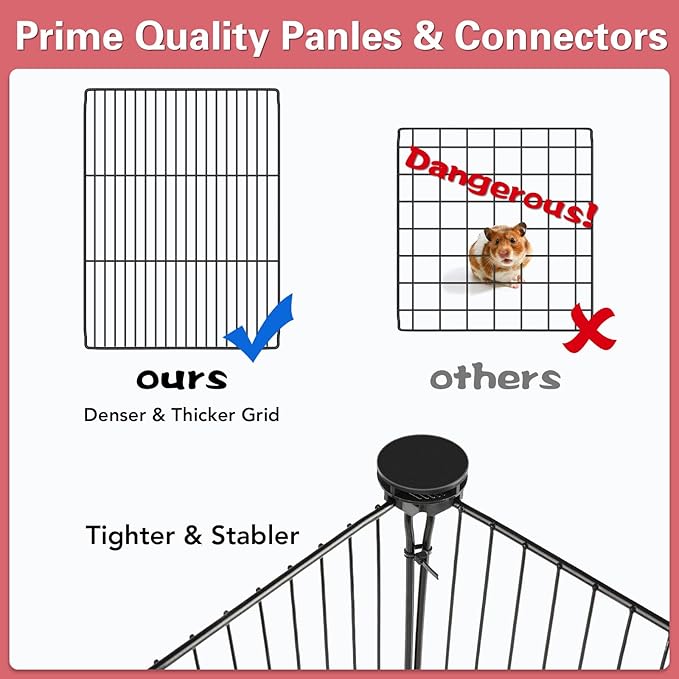12 Panels Small Animal Playpen,Pet Playpen with Waterproof Mat,C&amp;C Cage for Guinea Pigs,Puppy Play Pen,Bunny Playpen,Indoor Outdoor Portable Metal Wire Yard Fence
