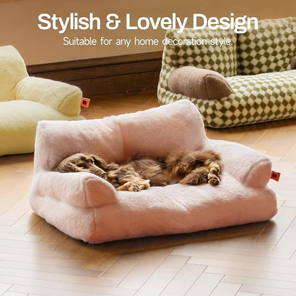 MEWOOFUN Cat Bed for Indoor Cats, Washable Dog Beds for Small Dogs &amp; Cats with Removable Cover, Fluffy Cat Couch with Non-Slip Bottom (Pink, 26.0" L X 19.0" W X 13.0" Th)