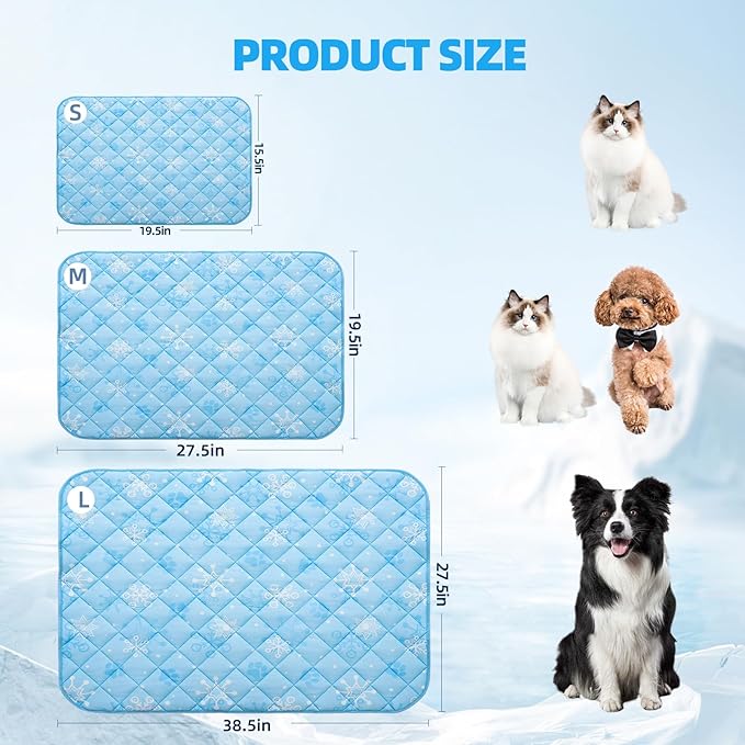 Homimp Dog Cooling Mat,27.5" x 38.5" Thicken Self-Cooling Mat for Dog Large,Internal Waterproof&amp; Endothermic,Washable Pet Ice Cool Pad Blanket,Pet Sleeping Pad for Indoor Outdoor in Summer, Non-Toxic
