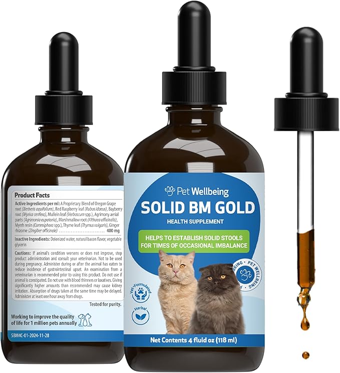 Pet Wellbeing BM Tone-Up Gold for Dogs &amp; Cats - Supports Healthy Digestive Function, Solid Stools, Normal Bowel Movements, Bayberry - Veterinarian-Formulated Herbal Supplement 4 oz (118 ml)