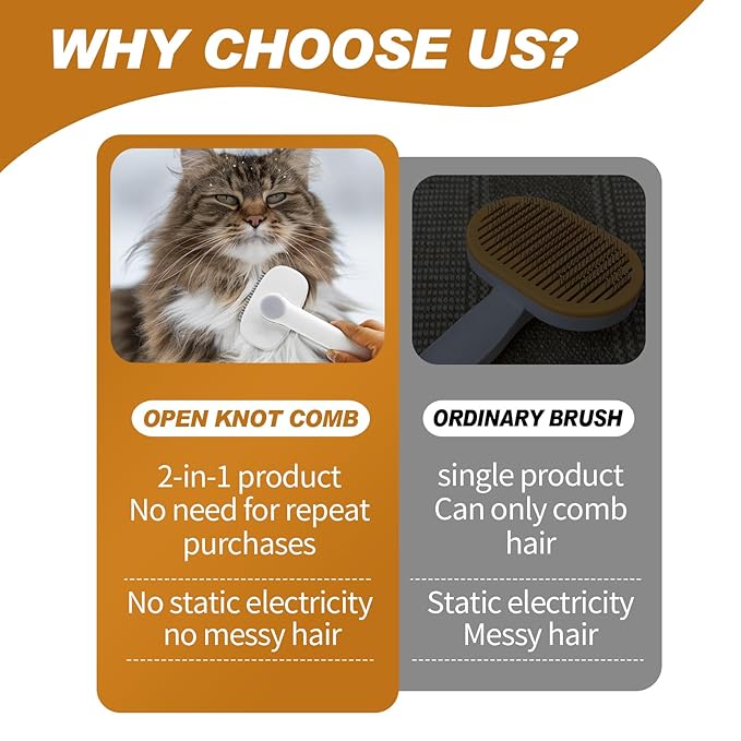 TemApex 2-in-1 Self Cleaning Shedding Brush &amp; Dematting Comb for Long Haired Cats and Dogs, Pet Grooming Deshedding Brush for Dog and Cat Removes Loose Fur &amp; Tangles