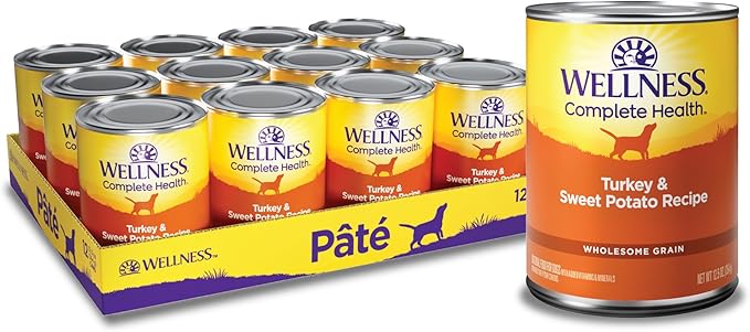 Wellness Complete Health Natural Wet Canned Dog Food Turkey &amp; Sweet Potato, 12.5-Ounce Can (Pack of 12)