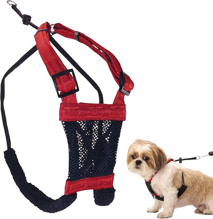 Sporn No Pull Dog Harness for Small-Sized Dogs - Red Mesh, Heavy Duty Nylon, Breathable, Lightweight, Adjustable, Padded, Soft &amp; Easy, Anti-Pull &amp; Anti-Rub Body Halter, Small Dog Harness for Puppies