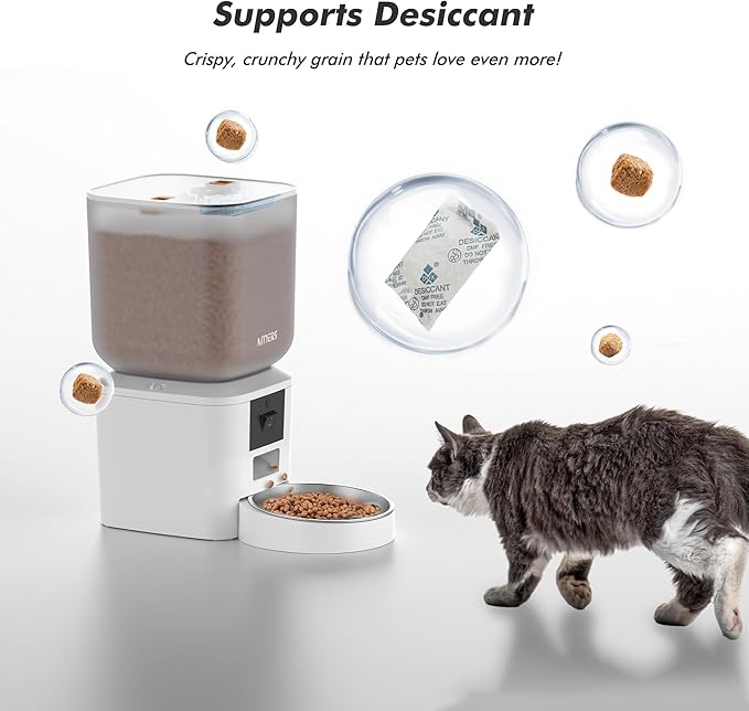 Automatic Dog &amp; Cat Feeder with Camera &amp; WiFi – 8L/34 Cups, 1080P Night Vision, 2.4 &amp; 5G WiFi, 2-Way Talk, 10s Voice Recording, Timed Food Dispenser, Up to 99 Portions, 15 Meals Per Day