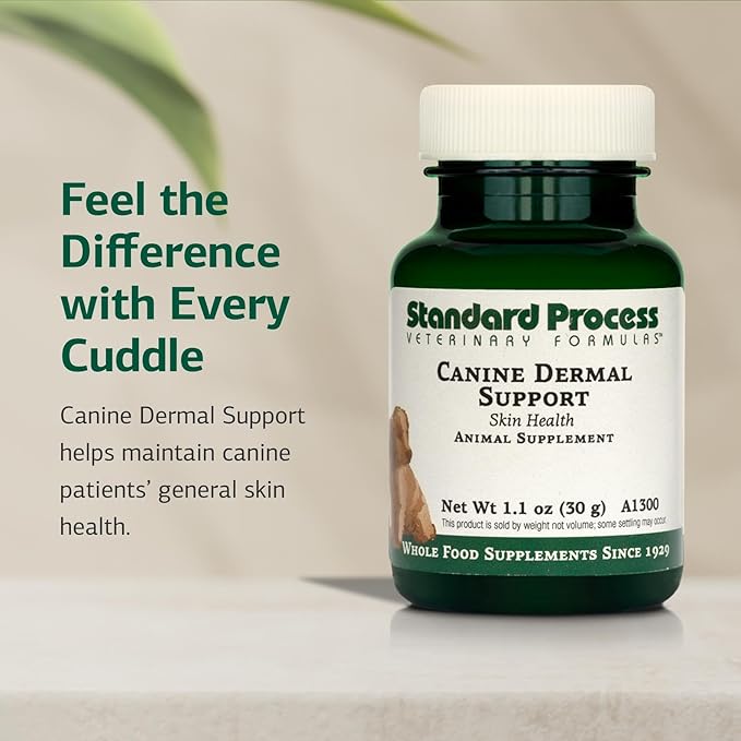 Standard Process Canine Dermal Support - Skin &amp; Adrenal Gland Support Supplement - Comprehensive Skin Health Support Supplement for Dogs - Daily Immune &amp; Liver Support Powder - 30 g