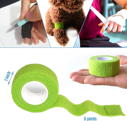9 Pack 1" x 5 Yards Self Adhesive Bandage Wrap Self Stick Wrap for Ankle, Wrist, Finger, Sports, Breathable Cohesive Vet Tape for Pets (Multi Colors)