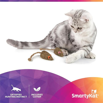 SmartyKat Instincts Mouser Mayhem HappyNip Cat Toy, Compressed Catnip &amp; Silverine-Shaped Mice, Mentally Stimulating, Durable &amp; Less Mess, 2-Pack