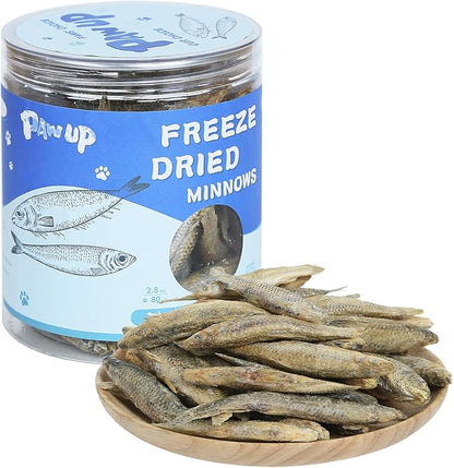Freeze Dried Minnows Cat Treats – 100% Natural, Single-Ingredient Pet Snacks – Rich in Omega-3, Grain-Free – Healthy Training Rewards &amp; Meal Toppers for Dogs &amp; Cats, 2.8 oz