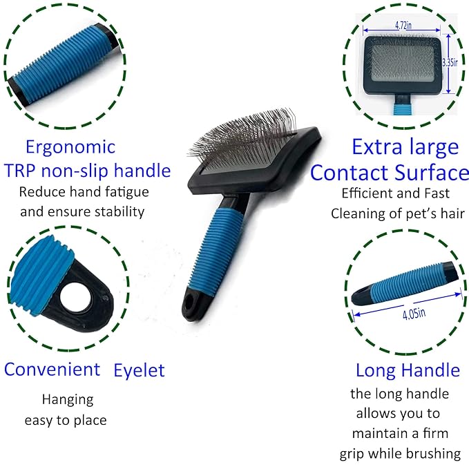 Dog Brush for Long Haired Dogs - Large Firm Slicker Brushes for Poodles, Goldendoodles &amp; Shedding Grooming - Soft Massage Stainless Steel Pins (25mm/1") - Gentle Pet Grooming Wire