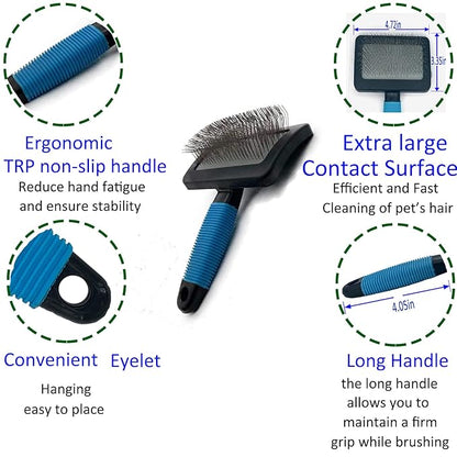 Dog Brush for Long Haired Dogs - Large Firm Slicker Brushes for Poodles, Goldendoodles &amp; Shedding Grooming - Soft Massage Stainless Steel Pins (25mm/1") - Gentle Pet Grooming Wire