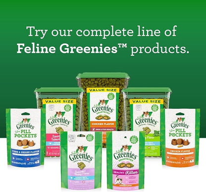 Greenies Feline Smartbites Skin &amp; Fur Crunchy and Soft Natural Cat Treats, Salmon Flavor, 4.6 oz. Pack (Pack of 2)