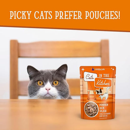 Weruva Cats in The Kitchen, Pumpkin Jack Splash with Tuna in Pumpkin Soup Cat Food, 3oz Pouch (Pack of 12)