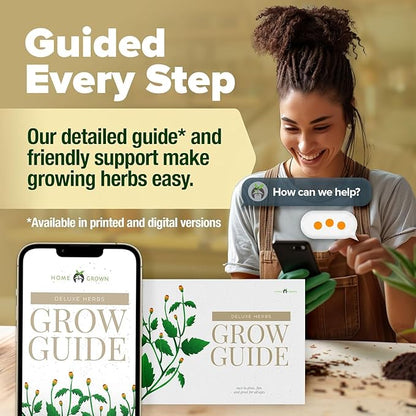 HOME GROWN 𝗣𝗥𝗘𝗠𝗜𝗨𝗠 𝗛𝗘𝗥𝗕 𝗞𝗜𝗧 8 Herb Seeds Garden Kit, Complete Indoor Planter Gift with Basil Cilantro Mint &amp; More, Unique Kitchen Growing Set for Women Men, Birthday Housewarming Present