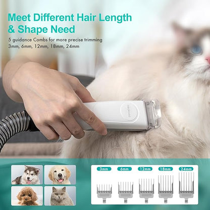 neabot Neakasa P1 Pro Pet Grooming Kit &amp; Vacuum Suction 99% Pet Hair, Professional Clippers with 5 Proven Grooming Tools for Dogs Cats and Other Animals