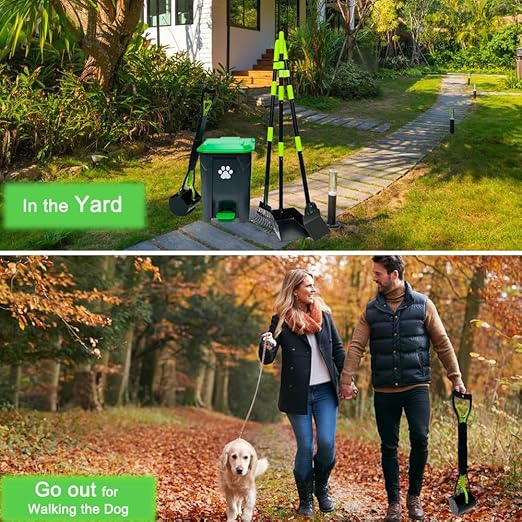 20L/5Gallon Dog Poop Trash Can Outside with Pooper Scooper &amp; 50 Waste Bags- Outdoor Dog Poop Trash Can with Lid, Foot Pedal and Removable Inner Bin Waterproof and Odor Control