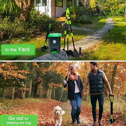 20L/5Gallon Dog Poop Trash Can Outside with Pooper Scooper &amp; 50 Waste Bags- Outdoor Dog Poop Trash Can with Lid, Foot Pedal and Removable Inner Bin Waterproof and Odor Control