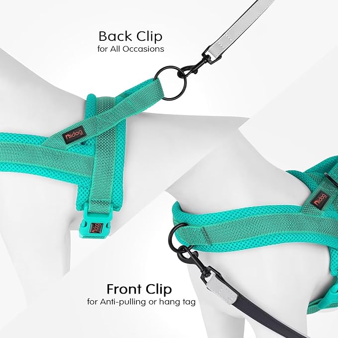 Didog No Pull Dog Harness with Breathable Mesh Padded, Full Reflective &amp; Quick Fit Adjustable Vest Harness, Easy for Training Walking for Small &amp; Medium and Large Dogs (Green, M:Chest 21-26")