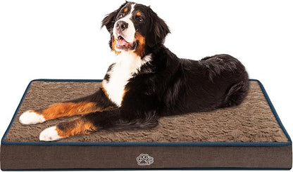 EMPSIGN Dog Bed Mat 47 Inch Reversible Warm &amp; Cool,Washable Dog Crate Bed with Egg Crate Foam Support, Pet Sleeping Mat for Large Medium Small Dogs, Fluffy Kennel Pad(Brown)