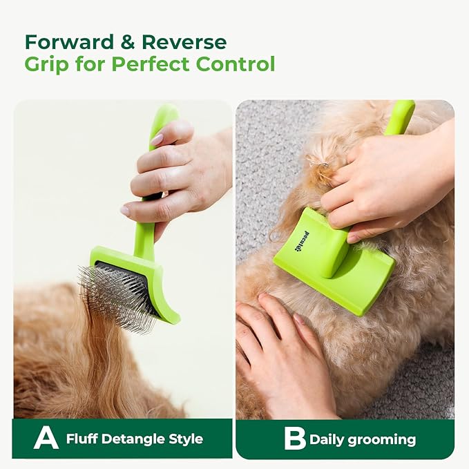 Pecute Slicker Brush for Dogs &amp; Pet Comb, Professional Grooming Dog Brush for Goldendoodles, Poodles, Labradoodles, with Extra Long Soft Pins to Effectively Remove Tangles, Knots and Mats, 2PCS