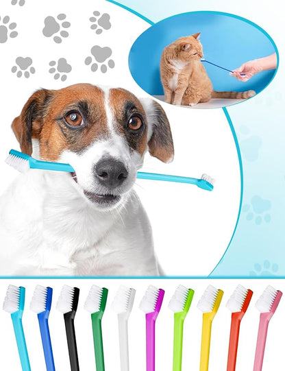 30 Pcs Pet Toothbrush Kit - Dual-Headed Toothbrush for Dogs &amp; Cats - 10 Colors
