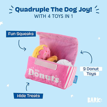 Barkbox Dog Toys – Barker’s Dozen Donuts Plush 4 in 1 Multi Part Interactive Dog Toy for Dogs &amp; Puppies – Small