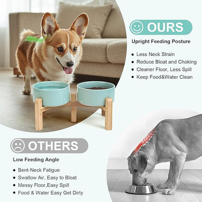 SPUNKYJUNKY Elevated Dog Bowls Ceramic, 6.1&