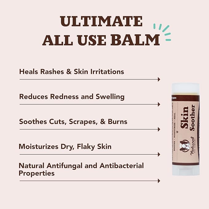 Natural Dog Company Skin Soother Balm for Irritation, Allergy &amp; Itch Relief for Dogs, Hot Spot Treatment, Dog Moisturizer for Dry Skin, Healing Ointment, Coconut Oil &amp; Vitamin E (0.15oz Travel Stick)