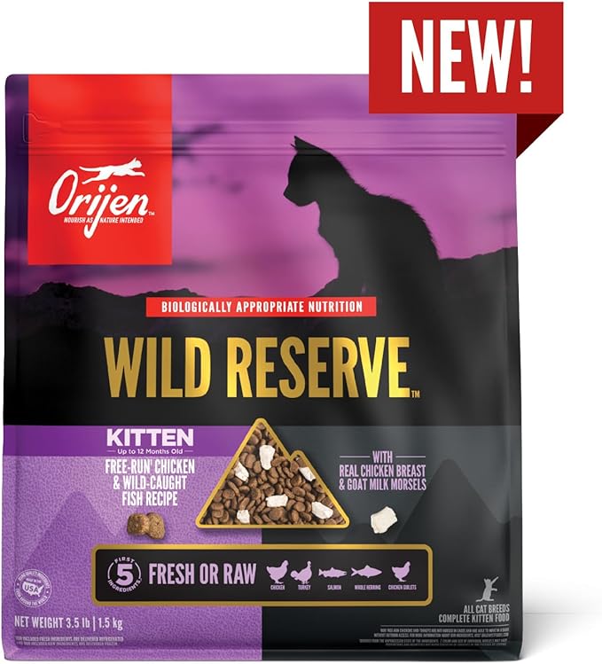 ORIJEN Wild Reserve Dry Cat Food Free-Run Chicken &amp; Wild-Caught Fish Kitten Recipe 3.5lb Bag