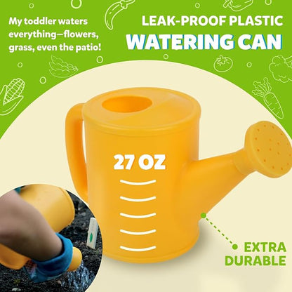 Blue Kids Gardening Tools - Includes Sturdy Tote Bag, Watering Can, Gloves, Shovels, Rake, and Delightful Children&