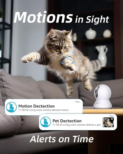 blurams Cameras for Home Security, 2K Pet Camera with Phone App, 5GHz/2.4GHz Dual-Band, 360° PTZ Indoor Cameras, 2-Way Talk, Motion Tracking, Color/IR Night Vision, Cloud&amp;SD, Works with Alexa (4Pack)