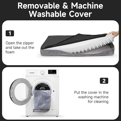 OhGeni Orthopedic Waterproof &amp; Machine Washable Dog Bed for Large Pets, Suitable for Crates, 25D Egg Crate Foam, Non-Slip Bottom &amp; Removable Cover, Flannel Fabric, 41 Inches(Gray)