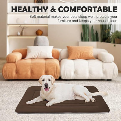 JoicyCo Dog Crate Bed Pad Mat, 36 in Non Slip Bottom Washable Kennel Pad for Medium &amp; Large Dogs, Dark Brown