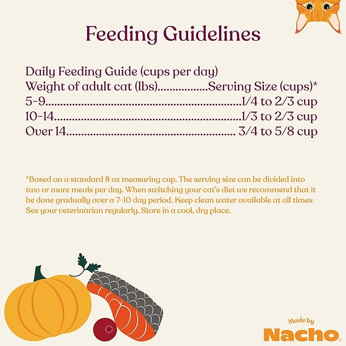 Made by Nacho Dry Cat Kibble 4lb Bag, High Protein Premium Cat Food with Freeze Dried Pieces, Sustainably-Caught Salmon, Whitefish &amp; Pumpkin, Limited Ingredients, Single Bag