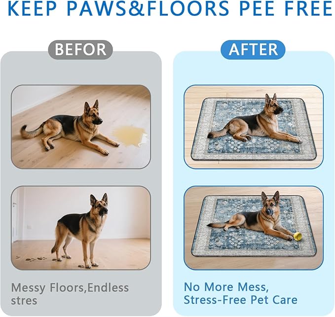 Washable Pee Pads for Dogs 2 Pack, Absorbent Reusable Puppy Pads Waterproof, Leakproof &amp; Non-Slip Whelping Pad, Potty Training Pads for Dogs Playpen Mat 48x48